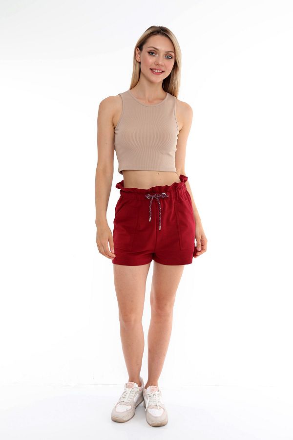 Crewneck High waist drawstring shorts Trendyol