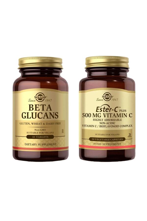 Solgar-Beta 1.3 Glucans 60 tb + Solgar Ester-C Plus 500 mg 50 Capsules 1