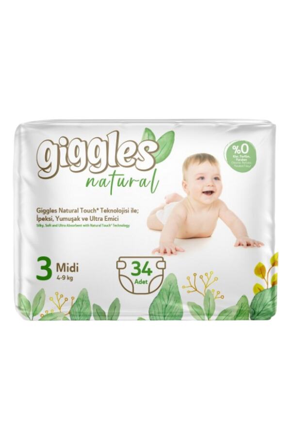 giggles Natural 3 Numara Midi 1 Paket 34 Adet