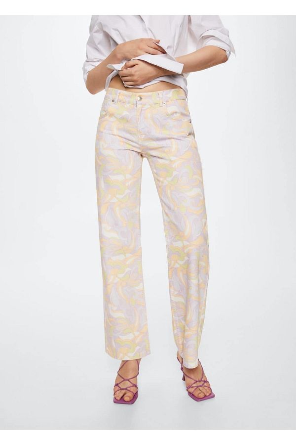 MANGO Woman-Blugi cu picior largi cu model 1