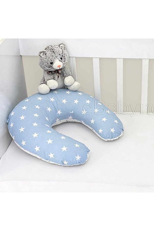 ebabynest Serisi Beyaz Mavi Emzirme Yastığı