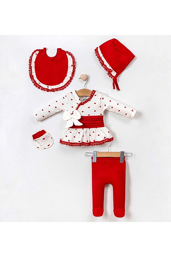 yukobaby bebeğiniz için en doğalı Kız Bebek Kalpli Yenidoğan 5 parça Hastane Çıkışı Yenidoğan Seti