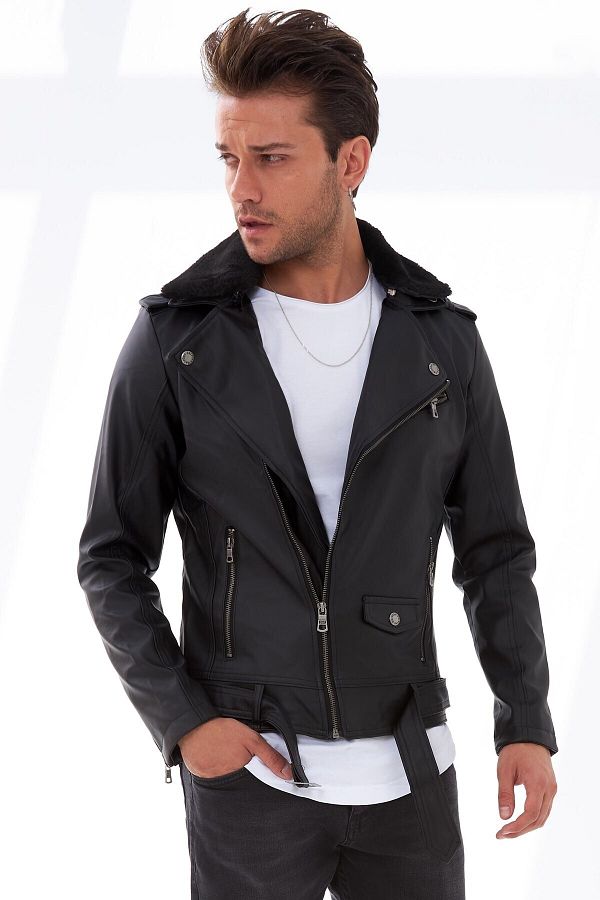 Delpino Diagonal Zipper Men s Leather Jacket Trendyol