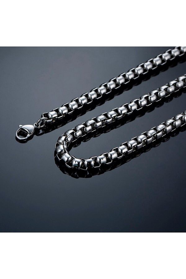 Viking-Square Model Box Chain Thick 316L Steel Men's Chain Necklace 4mm - Thick 1