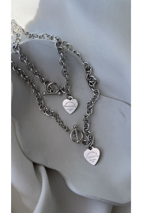 Vi store Silver Tiffany Heart Necklace and Bracelet Set Trendyol