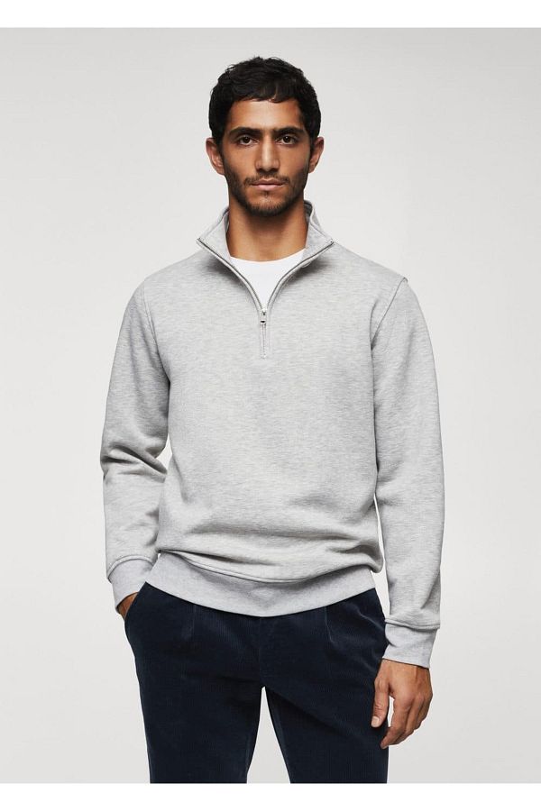 MANGO Man-Baumwoll-Sweatshirt mit Reißverschlusskragen 1