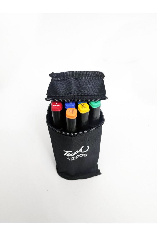 ACUTO-Marker Set of 12 Portable Marker Set with Bag 12 Colors Double Sided Marker Pen Set 1
