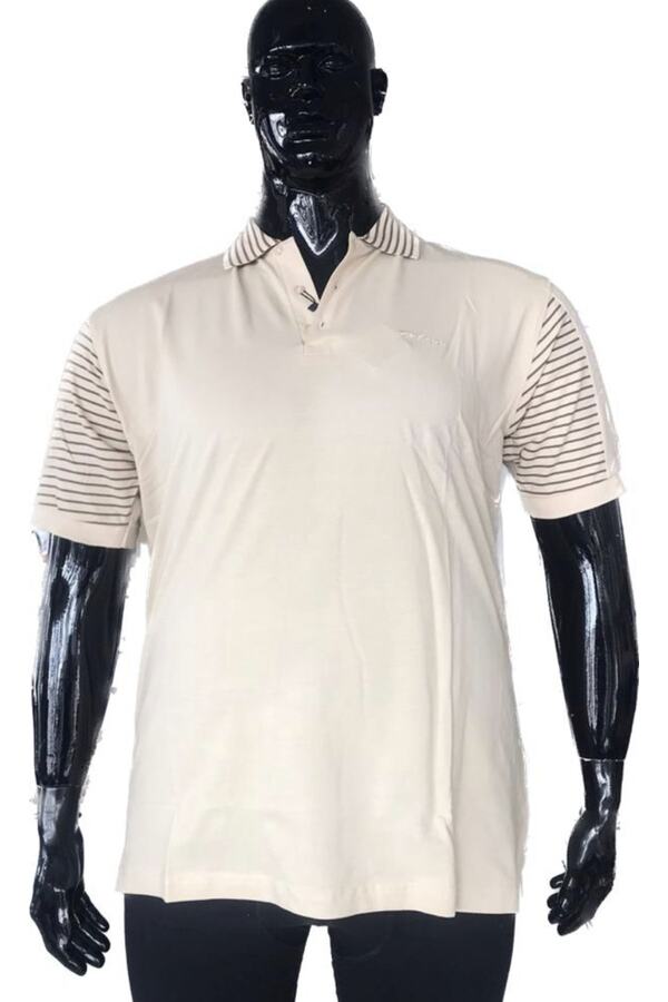 cream colored polo shirt
