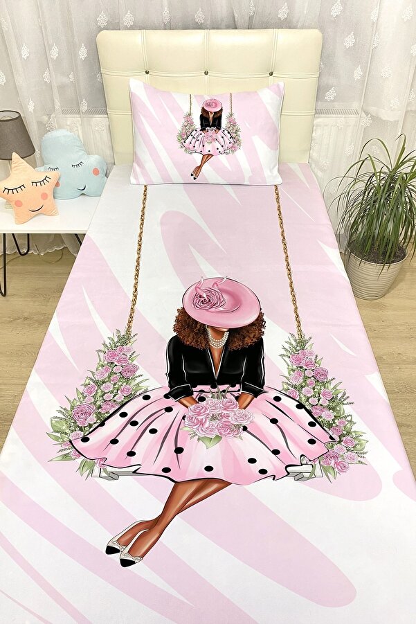 Evpanya Çiçekli Salıncak Yatak Örtüsü ve Yastık Kılıfı