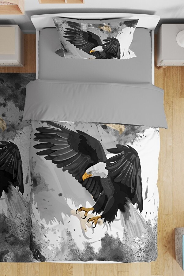 Evpanya Amerikan Kartalı Desenli Tek Kişilik Bebek Çocuk Nevresim Seti