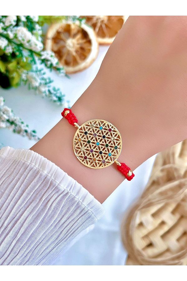KBC STORE String Flower of Life Bracelet Red Trendyol