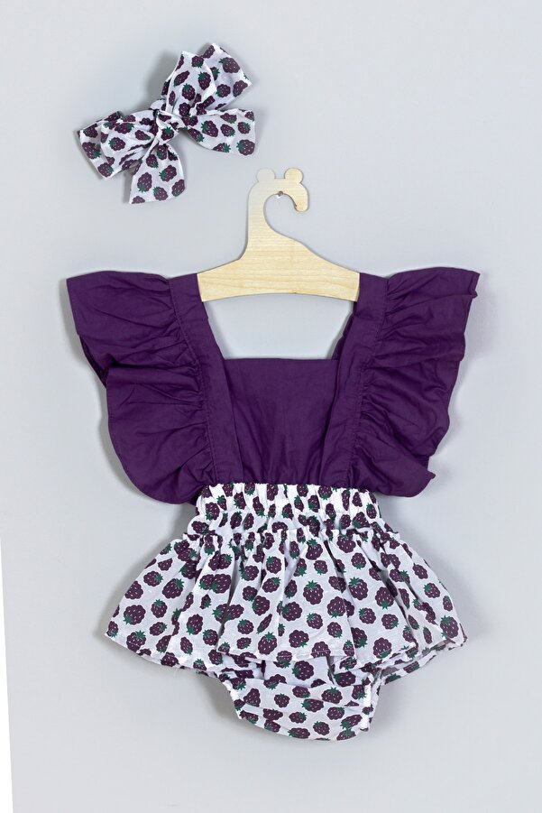 ADABEBEK Kız Çocuk Bandana Çorap Setli Zebra Bandanalı Salopet Takım