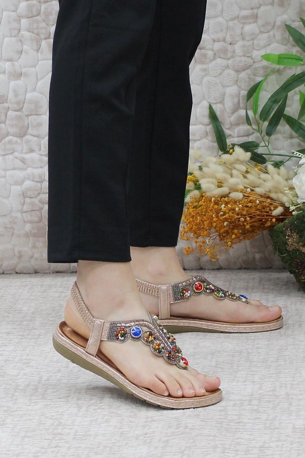 Guja 23Y152 5 Anatomical Comfortable Flexible Jewelled Flip Flops Women s Sandals Trendyol