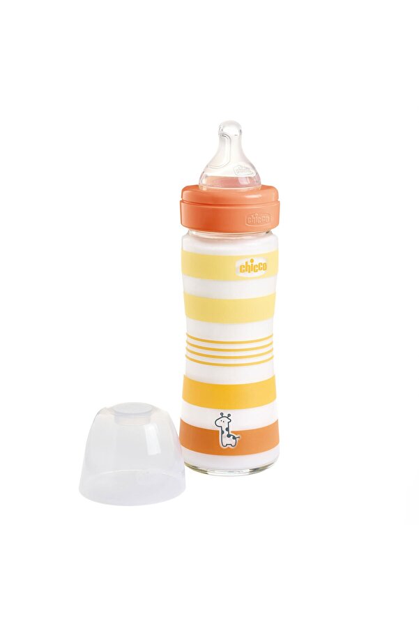 Chicco Wellbeing Yavaş Akış Gri Cam Biberon 240 ml 0+ Ay