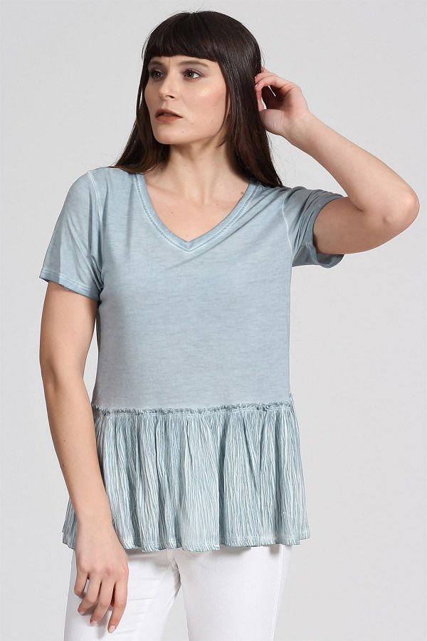Seamoda-Fusta de damă cu volane Tricou confortabil BLUE PRA- 359639 - 533117 1