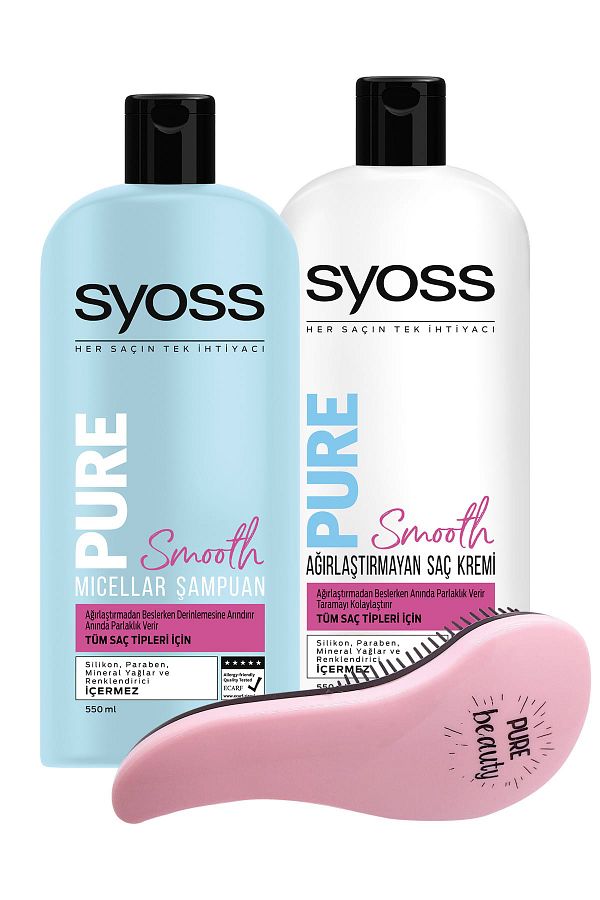 Syoss-Pure Smooth Micellar Shampoo and Conditioner - 550 ml Comb 1