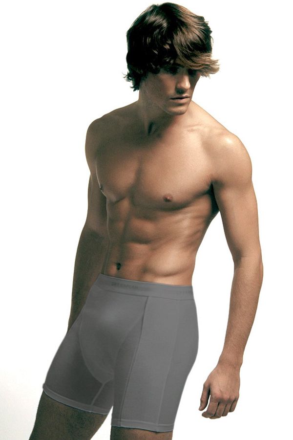 Çift Kaplan-Men's Gray Elastane Ribbed Boxer Briefs 1