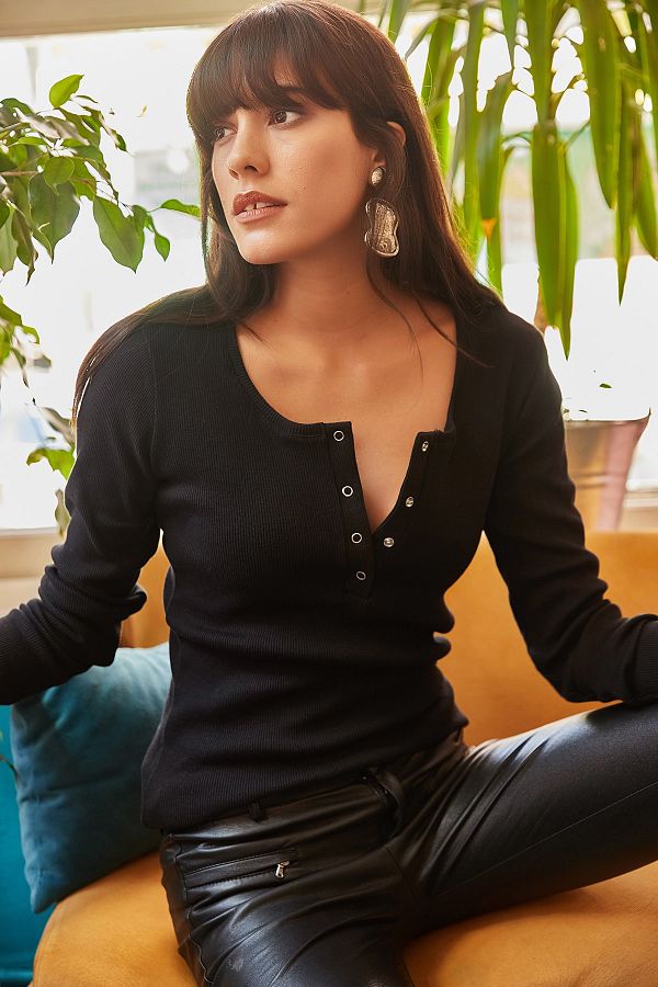 Olalook-Schwarze karierte Camisole-Bluse für Damen BLZ-19000588 1