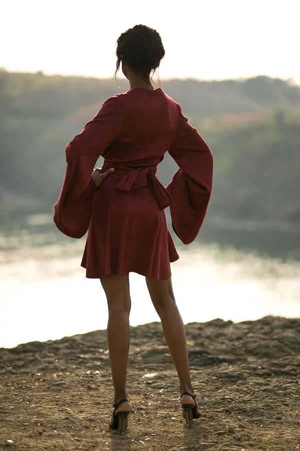 Betty Sam Women s Burgundy Kimono Dress BETTY5010 Trendyol