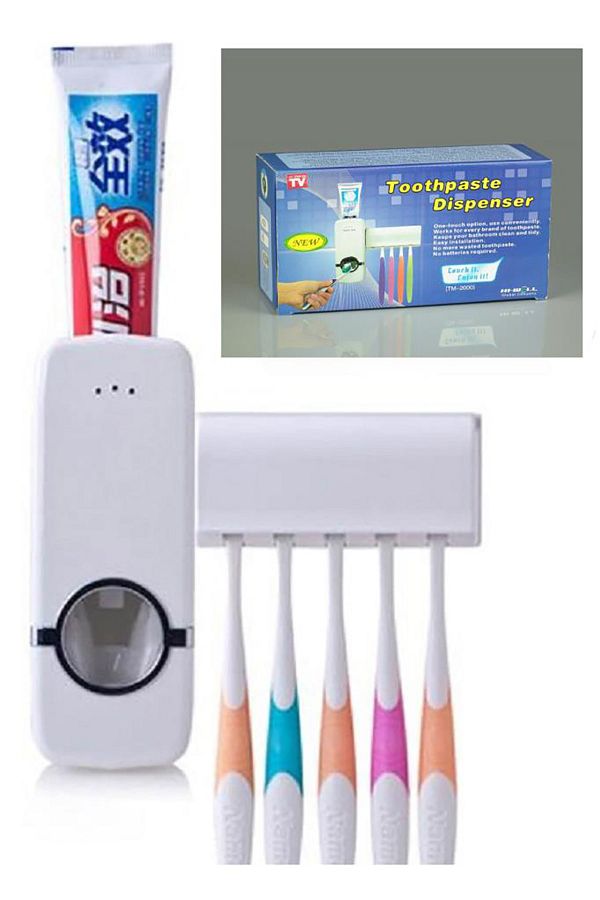 Buffer-Automatic Toothpaste Squeezer and 5 Toothbrush Holders 1