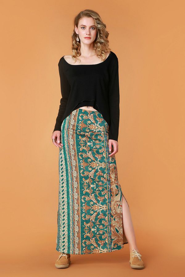 Demoda-Women's Patterned Diving Fabric Skirt EK2250 1