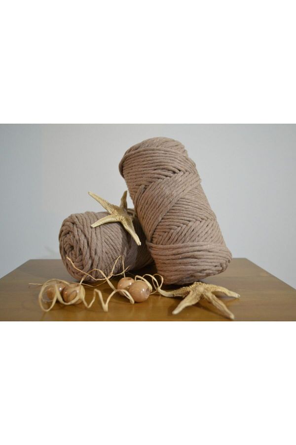 CAN DENİZ ART-3mm Beige Single Twist Scannable Macrame Thread 250gr 1