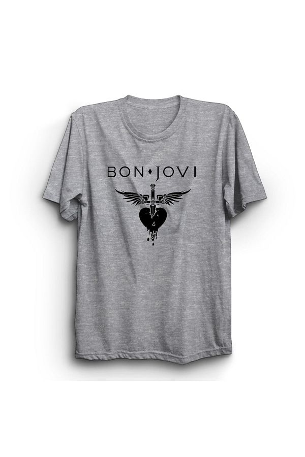 The Fame Bon Jovi Text Logo Rock Metal Band T Shirt Trendyol