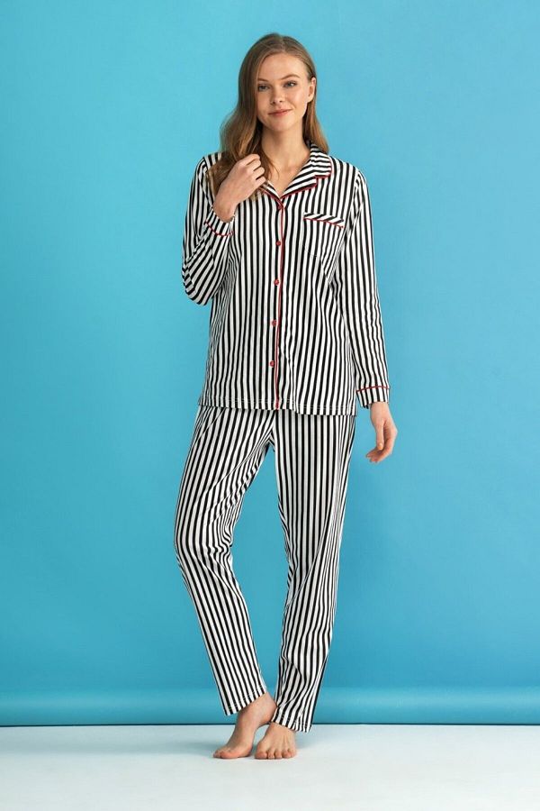IBIZA Pajamas Women s Combed Cotton Modal Fabric Long Sleeve Buttoned Pajama Set 7419 Trendyol