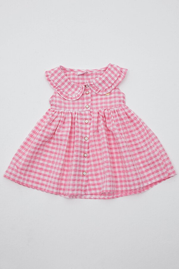 Elefantejr Pembe Ekose Jile Elbise