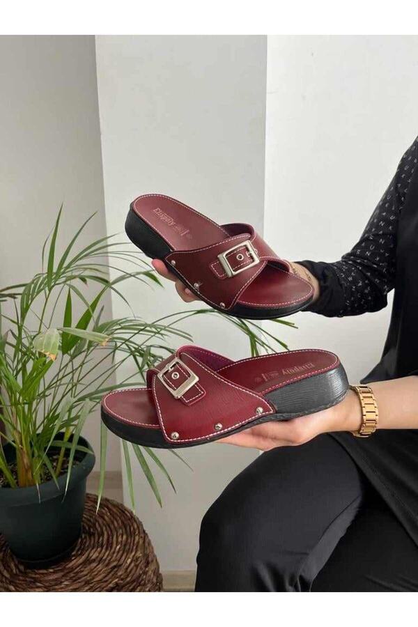 Behtah Kundura-Women's Anatomical Sole Medical Medical Orthopedic Classic Single Buckle Mother Slippers Street Slippers 1
