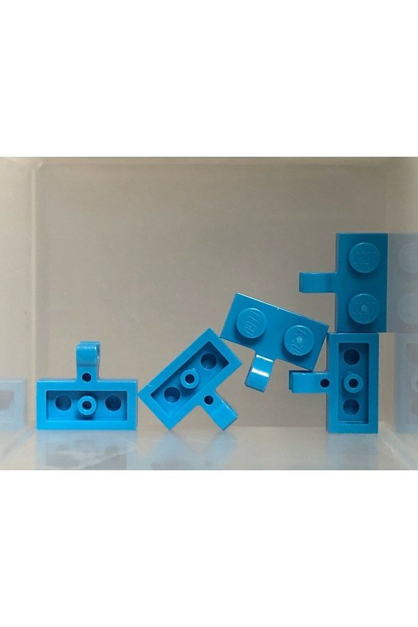 LEGO-Custom Accessory Plate Modified 1 x 2 Horizontal Clip Dark Azure Brick 4 pieces to send 1