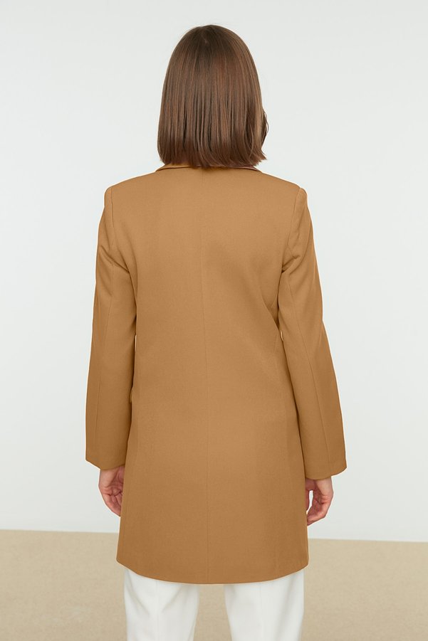 TRENDYOL Damen Basic Webstoff Jacke Im Regular Fit – Lässiger Alltags-Blazer Aus Polyester-Elasthan
