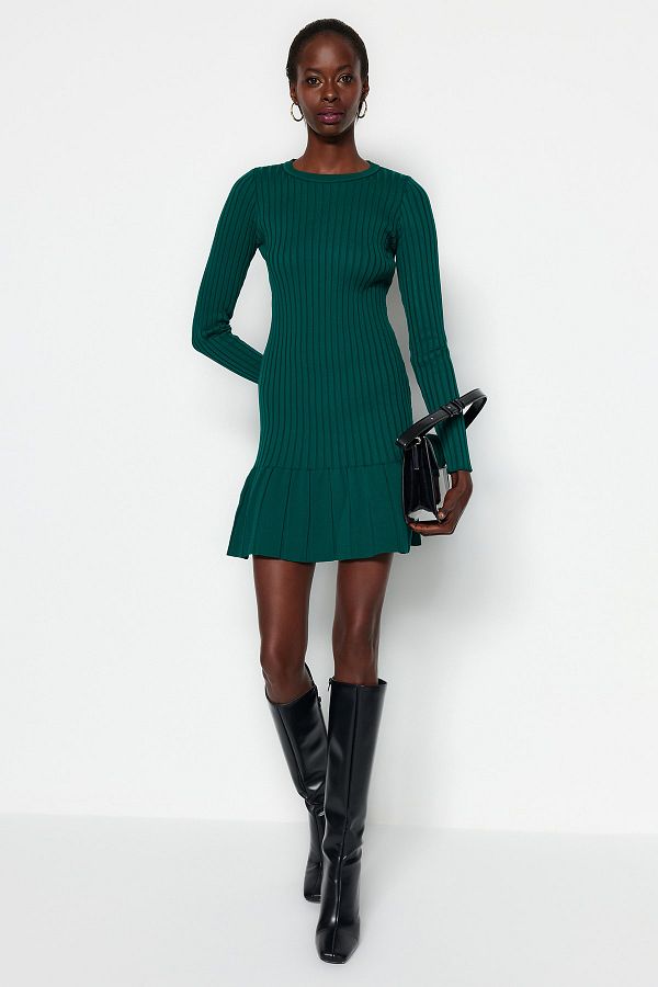 Emerald pleated dress best sale