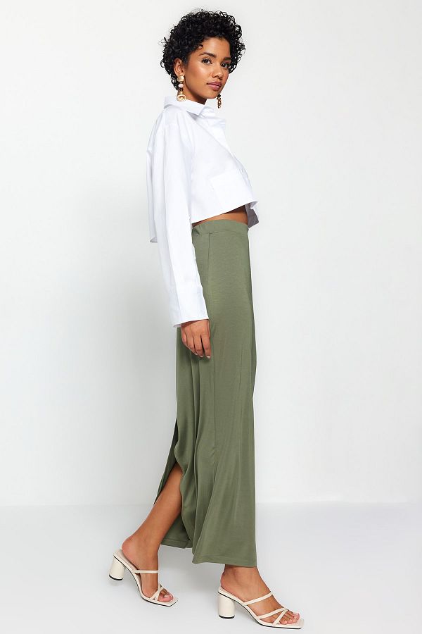 Khaki high waisted long skirt best sale