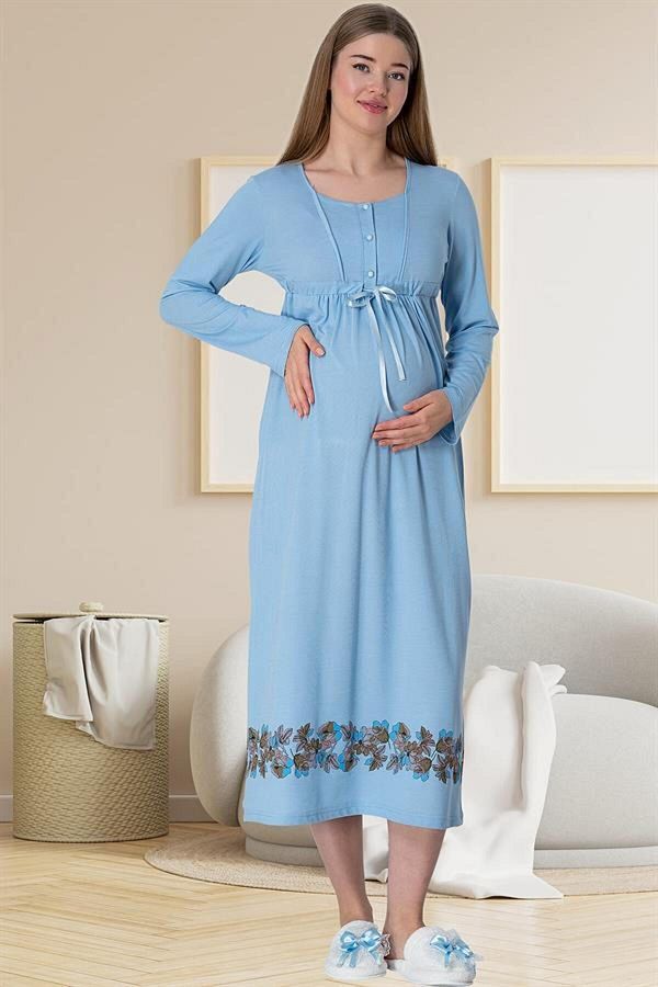 secret moda Mecit 5801 Bloom Pregnant Postpartum Nightgown Trendyol