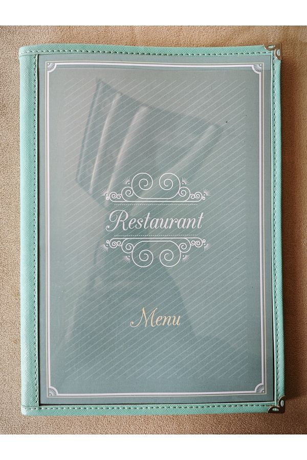 ankara menü-(1 piece ] Leather Binding A4 4 Sheets 8 Page Capacity Transparent, PVC, Acetate Menu Case 1