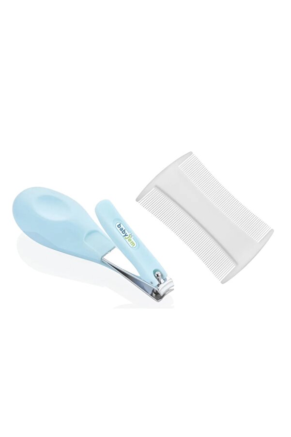 Babyjem Bebek Bakım Seti 2'li - Konak Tarağı + Çıt Çıt Tırnak Makası - Mavi