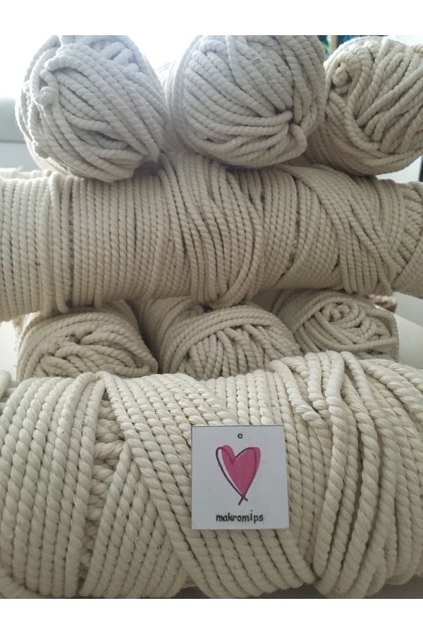 Makromİps-Macrame Rope 3.5 mm 1 kg (+-50gr) Twisted Twisted Cotton Rope Swing Hammock Curtain Hobby Rope 1
