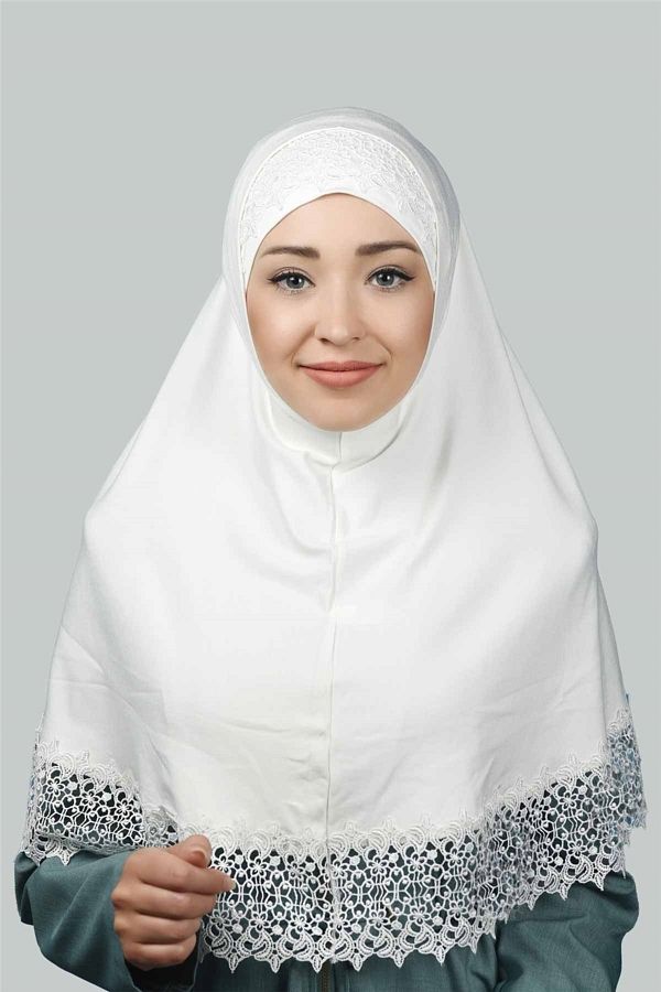 Altobeh-Set of Two Lace Practical Scarf Ready Hijab and Hijab Cap XL - Ecru 1