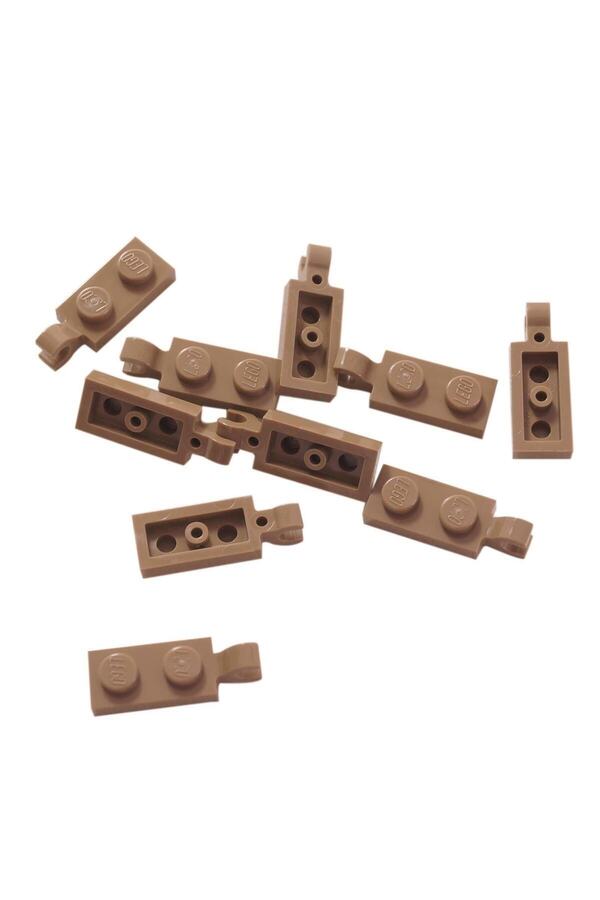 LEGO Custom Aksesuar Plate Modified 1 x 2 Clip Koyu Taba Tuğla 4 adet gönderilecek