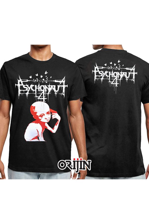 Orijin Tekstil-Psychonaut 4 Front and Back Printed Unisex Black Tshirt 1
