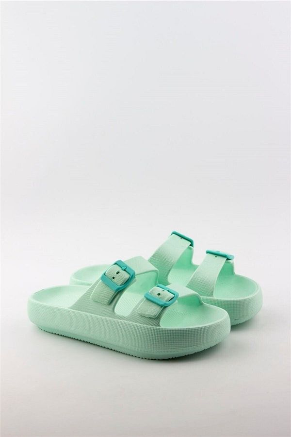 Akınal Bella-Double Buckle Platform Women's Summer Slippers 1