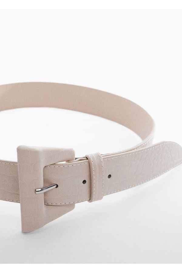 MANGO Woman-Belt with Geometric Buckle 1
