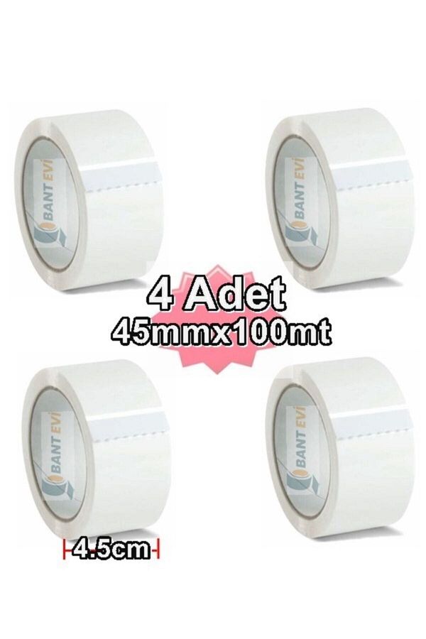 BANT EVİ-White Colored Duct Tape 4 Pieces 45mmx100meter White Tape Hotmelt Bantevi Brand 1