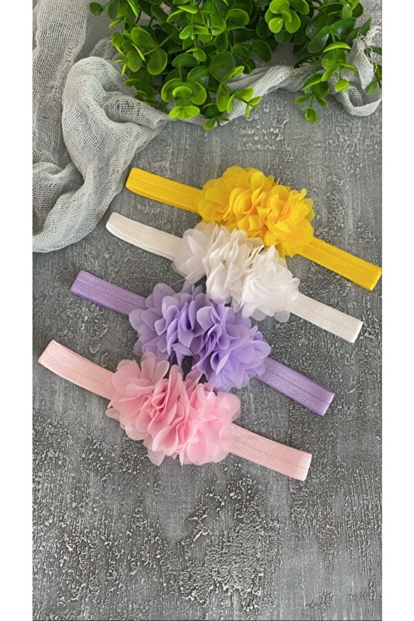 ESES BEBE Kız Bebek Lazer Çiçekli Bandana 4 lü Set