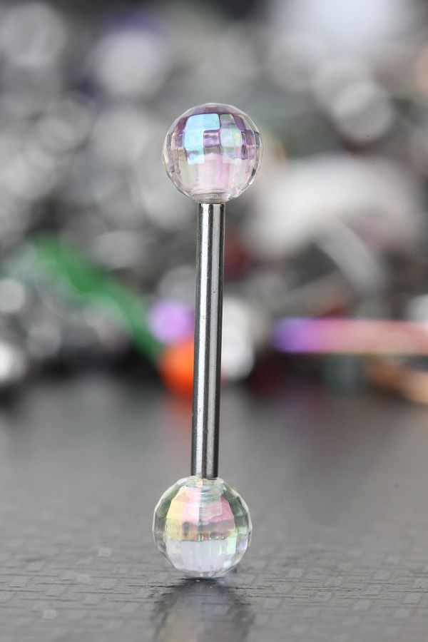 depozoom New Season 316L Surgical Steel Transparent Disco Ball Tongue Piercing Trendyol