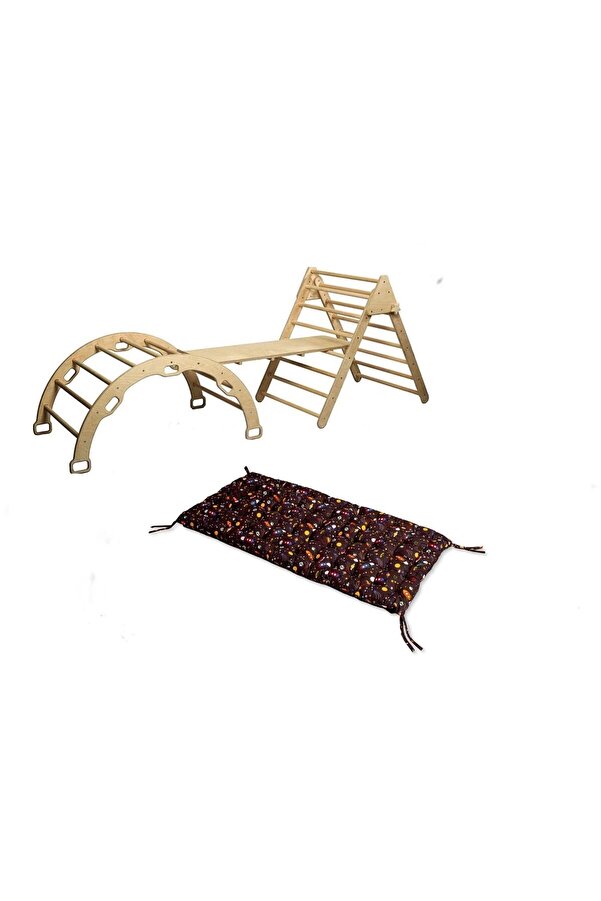 KIDOPPO Pikler Tırmanma Seti Ve Yastık | Montessori 3'lü Set | kemer Üçgen Merdiven Rampa Uzay Yastık