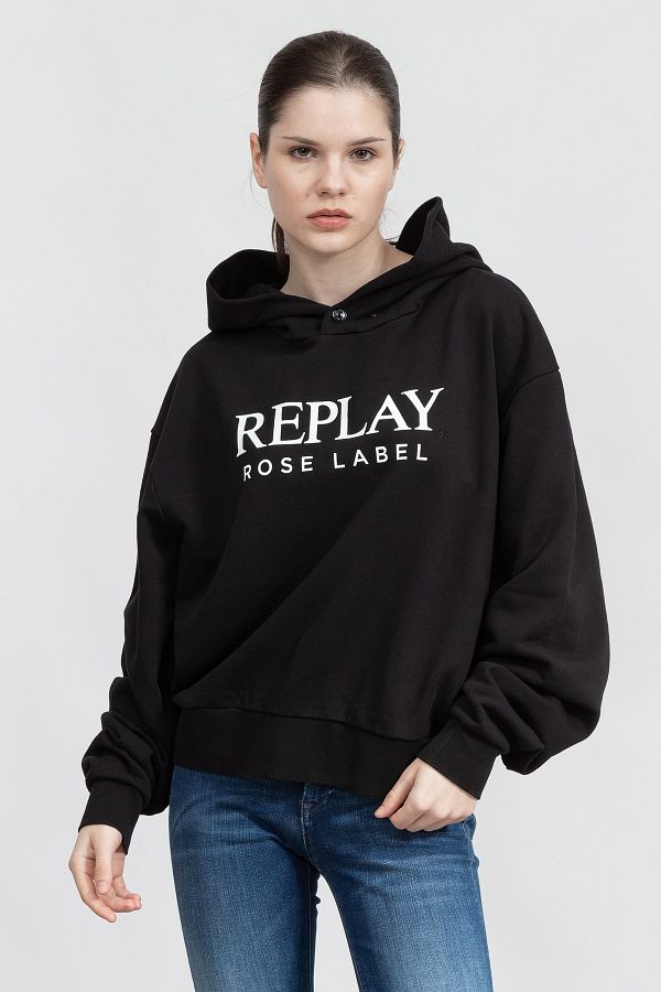 Replay Sweatshirt Black Regular fit Trendyol