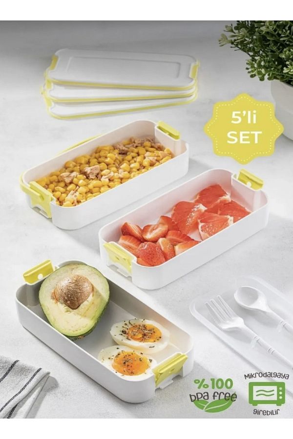 M Mimoza Park-3 Layer Portable Food Container – Lunch Box Diet Nutrition Storage Container with Fork and Spoon 1