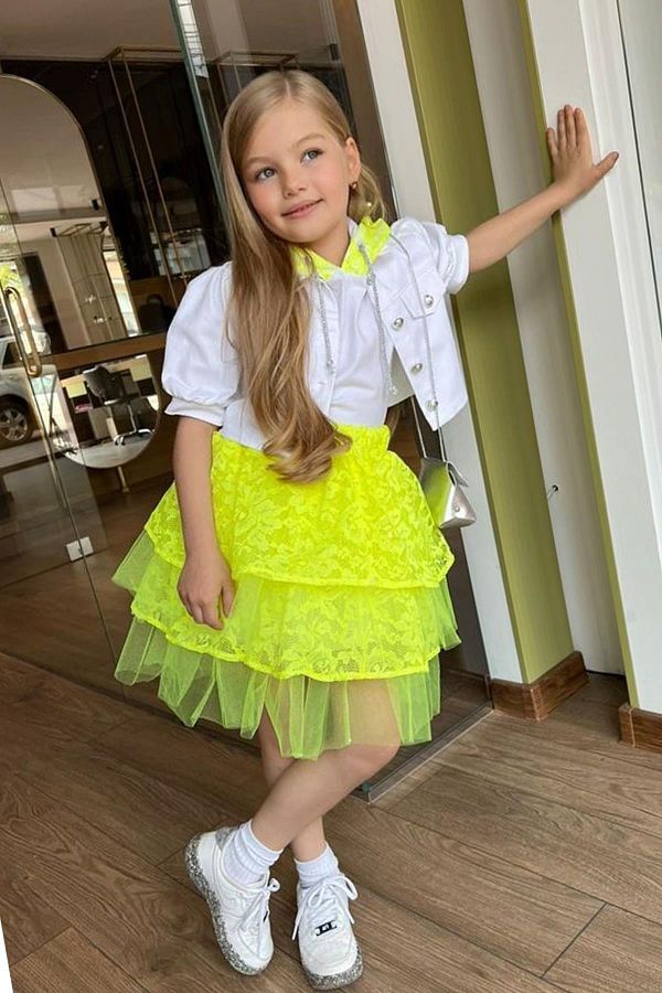 Embroidered neon skirt clearance